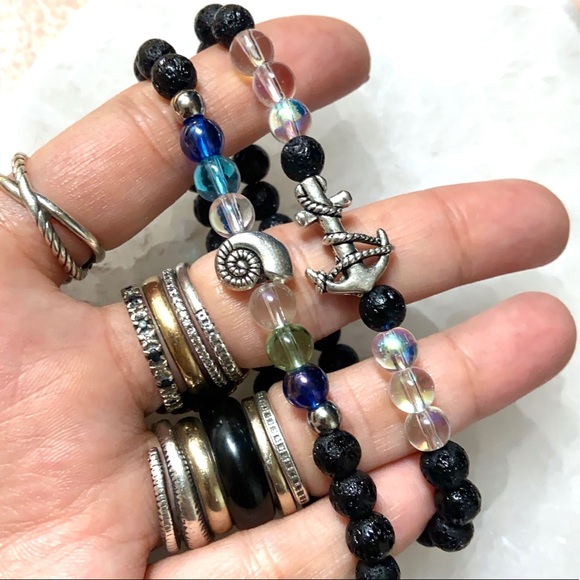 Bracelets set anchor & shell beach ocean bead boho - Picture 5 of 8